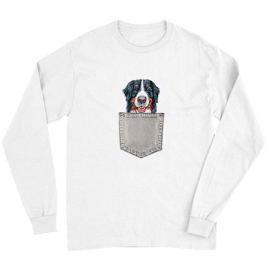 Bernese Mountain Pet In A Pocket Cute Bernese Mountain Dog Owner Long Sleeves