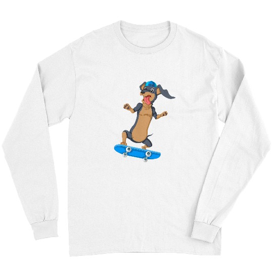 Dachshund Pet Skateboard Dog Funny Skater Skateboarding Long Sleeves