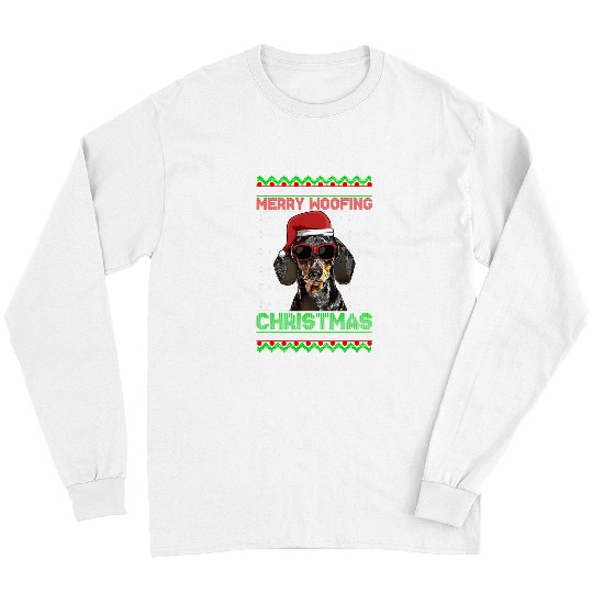 Dachshund Pet Funny Merry Woofing Christmas 163 Long Sleeves