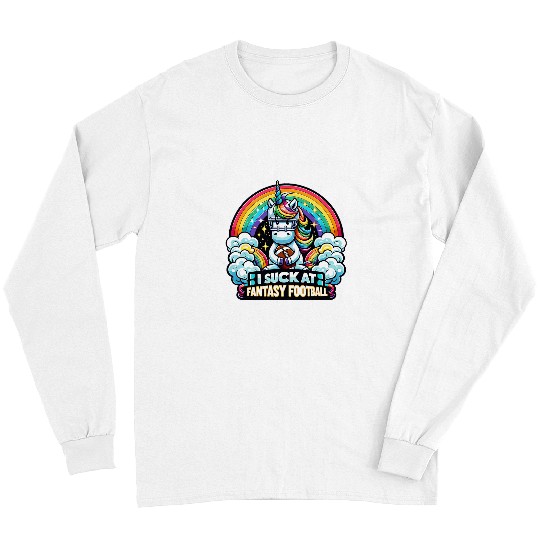 Sport American Football I Suck at Fantasy Football Unicorns Rainbow Loser 21 Long Sleeves