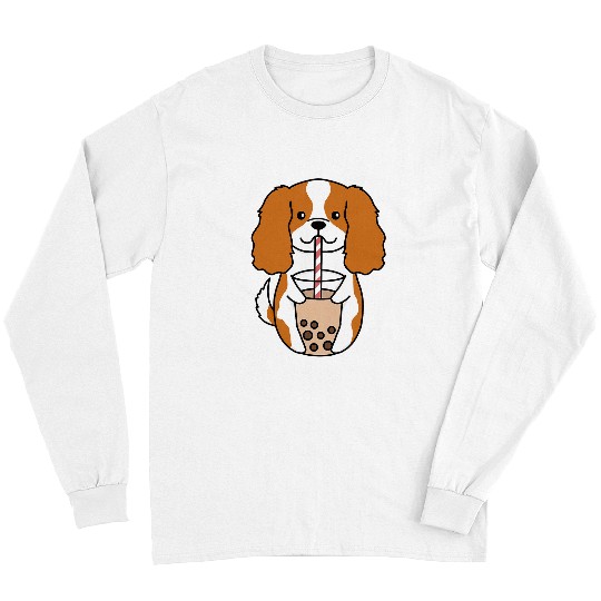 Cavalier Pet King Charles Spaniel Bubble Tea Funny Long Sleeves