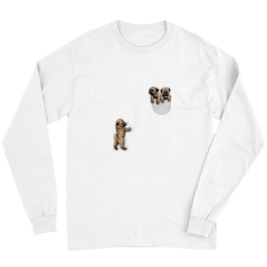 Pug Pet Cute Sleepy Pug Hang Out in Pocket Dog Long Sleeves