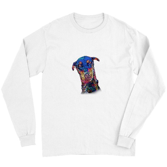 Doberman Pet Pop Art Portrait Dog Design Long Sleeves