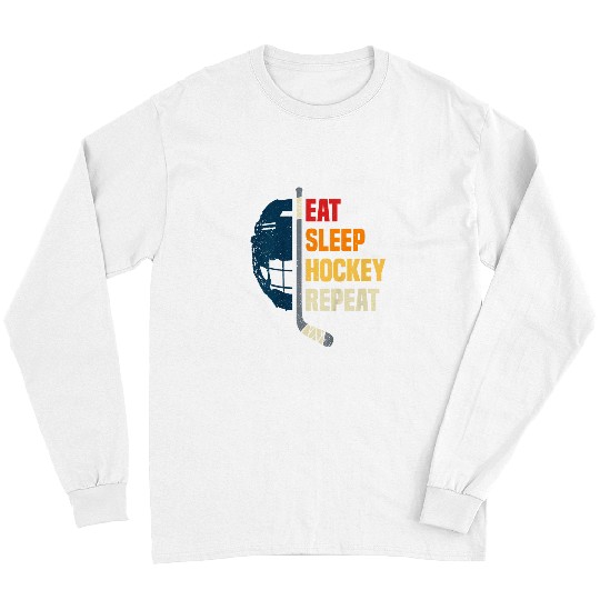 Sport Hockey Kids Ice Hockey Player Eat Sleep Hockey Repeat Funny Retro Fan Long Sleeves