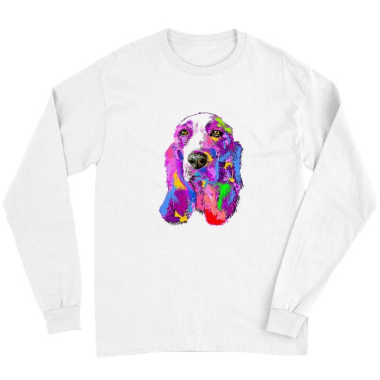 Basset Hound Pet Colorful head Pop Art Style Long Sleeves