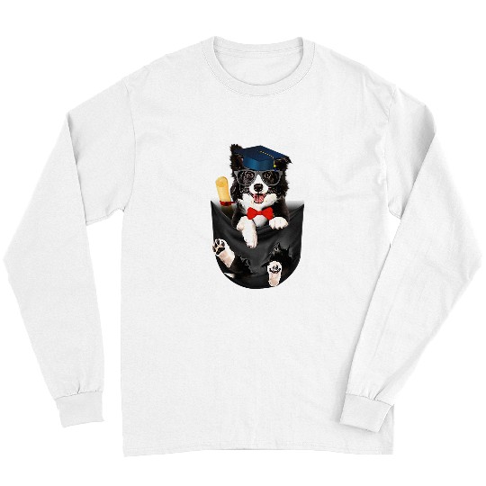 Border Collie Pet In Pocket Tee Funny Graduation Class Of Long Sleeves