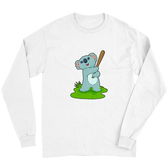 Sport Baseball Funny Bear Koala Baseball Baseball bat Sports Cute Bears Long Sleeves