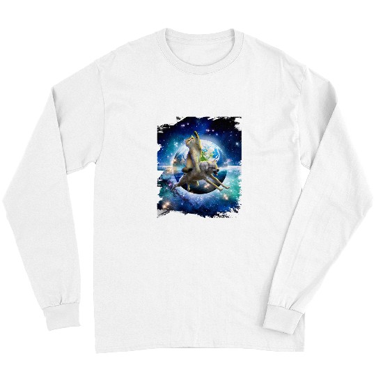 Coyote Mammal Cat Riding wolfs Space Galaxy Earth 1 Long Sleeves