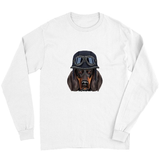 Coonhound Pet Funny Vintage Motorcycle Helmet Black and Tan Long Sleeves