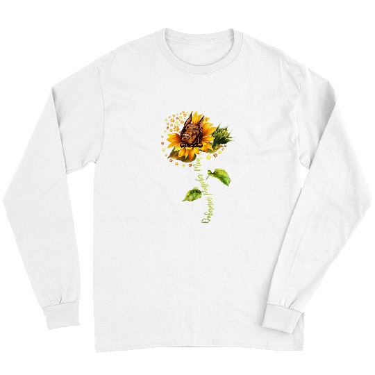 Doberman Pet Pinscher Mom Sunflower Dog Lover Paws Flower Long Sleeves