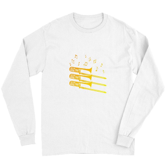 Funny trombones Cool slide trombones bright yellow orange team trombone Long Sleeves