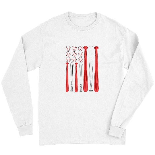 Sport Baseball USA American Flag Baseball Red White Blue 4th of July Top 3 Long Sleeves