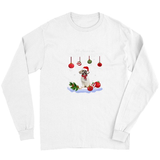 Shih Tzu Pet Merry Christmas Shih Tzu Believe In Santa Paws 3 Long Sleeves