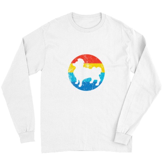 Papillon Pet Breed Silhouette Retro 1970s Circle 3 Long Sleeves