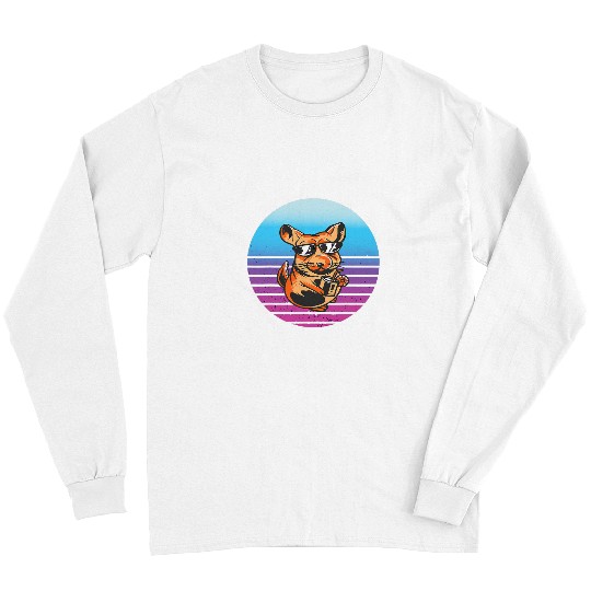 Chinchilla Mammal Retro Chinchilla Pet Drinking Lemon Relax Long Sleeves