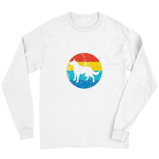Australian Cattle Pet Dog Breed Silhouette Retro 1970s Long Sleeves