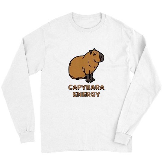 capybaras Mammal Energy Vibes Oversized Capy Graphic Tee for Him Her 1 Long Sleeves