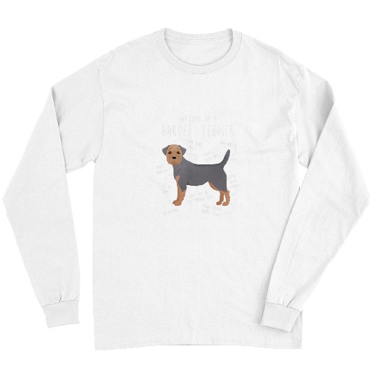 Border Terrier Pet Blue and Tan Dog Anatomy Funny Cute Pet Mom Long Sleeves