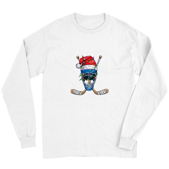Sport Hockey Santa Sports Design For Men Boys Christmas Hockey Player 161 Long Sleeves
