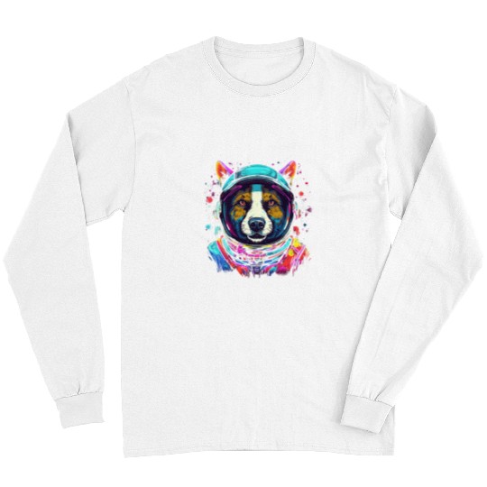 Corgi Pet Astronauts Corgi Dog Astronaut Spacesuit Space Helmet Retro Vintage Long Sleeves