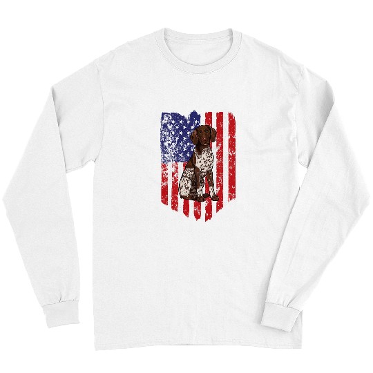 German Shorthaired Pet American Flag German Shorthaired Pointer 4th Of July USA Long Sleeves