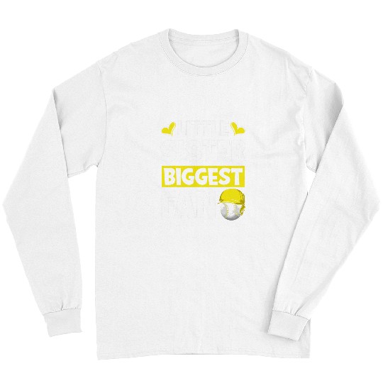 Sport Softball Little Sister Biggest Fan Family Matching Funny Softball Long Sleeves