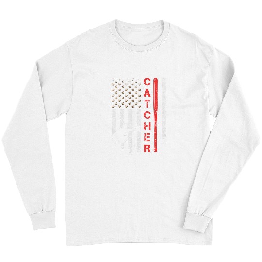 Sport Baseball vintages USA Flag Baseball Catcher Baseball Player Lover Long Sleeves