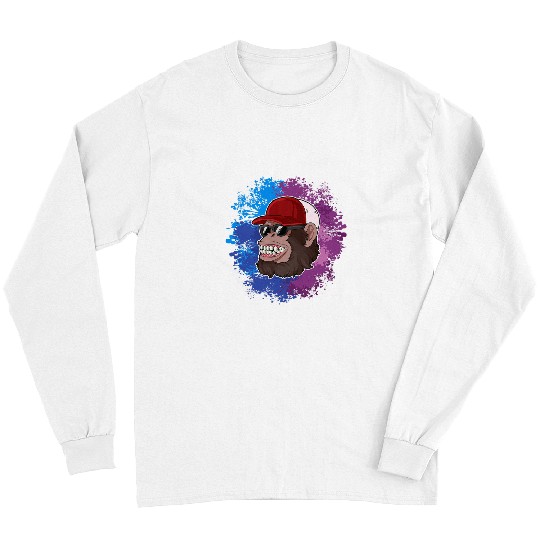 Cool ape with sunglasses and trucker cap chimpanzee Long Sleeves