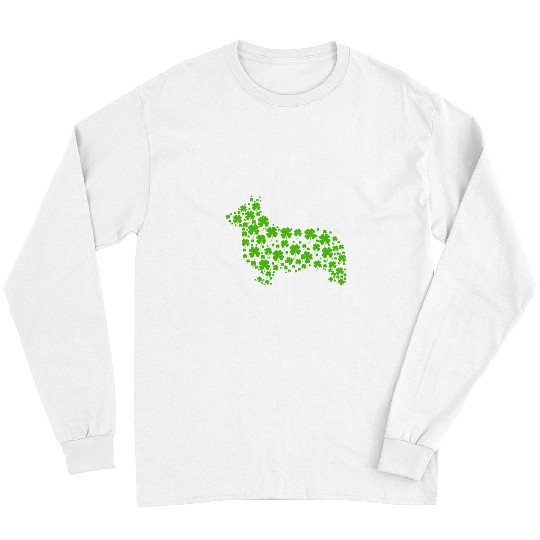 Corgi Pet Four Leaf Clover Dog Lover Gifts Corgi Puppy St Patricks Day Long Sleeves
