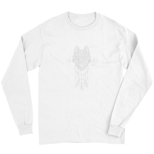 Coyote Mammal dream catcher magic figures boho bohemian Long Sleeves