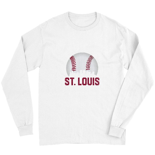 Sport Baseball St Louis Skyline Throwback Retro Baseball Sports Fan Long Sleeves