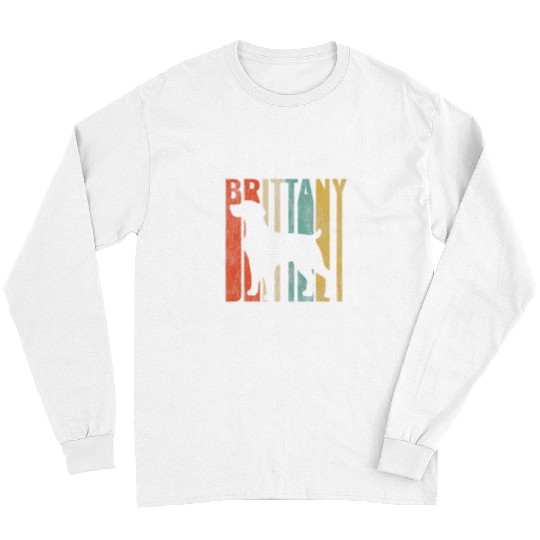 Brittany Spaniel Pet Retro 1970s Dog Cracked Distressed Long Sleeves