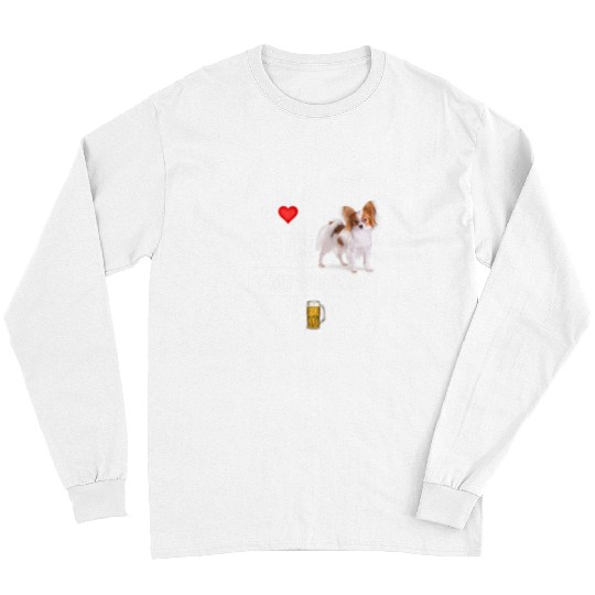 Papillon Pet Beer I Love Beer and My Papillon Mom Dad Dog Drinking Pet Parent 3 Long Sleeves