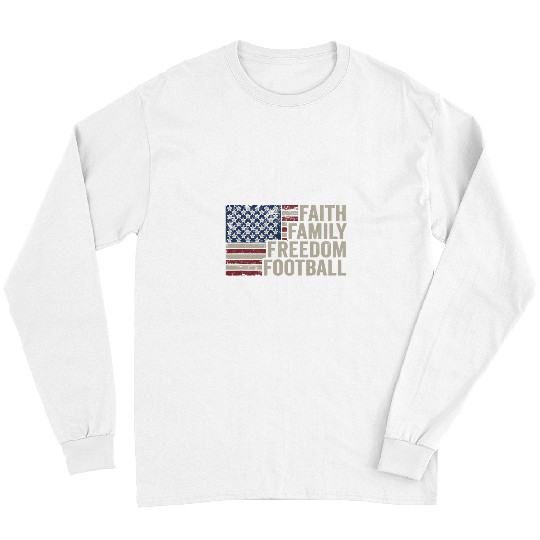 Sport American Football Faith Family Freedom Football Vintage American Flag Player Long Sleeves