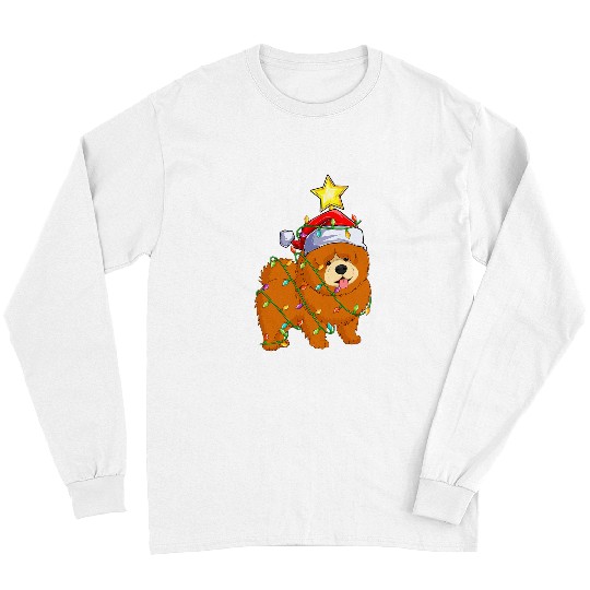 Chow Chow Pet xmass Tree Lighting Santa Chow Chow Dog Christmas Long Sleeves