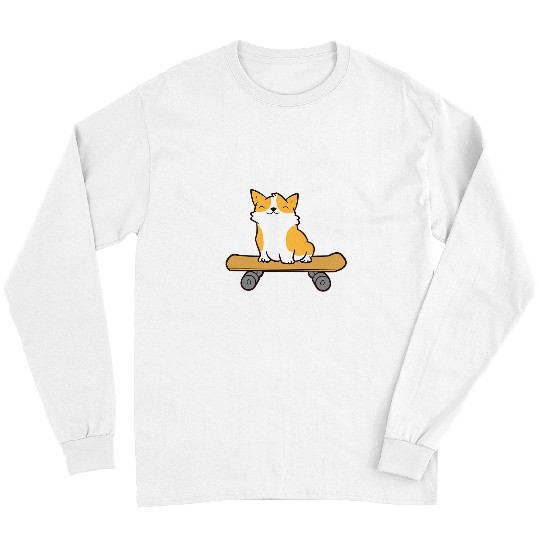 Corgi Pet Dog Skateboarding Cute Long Sleeves
