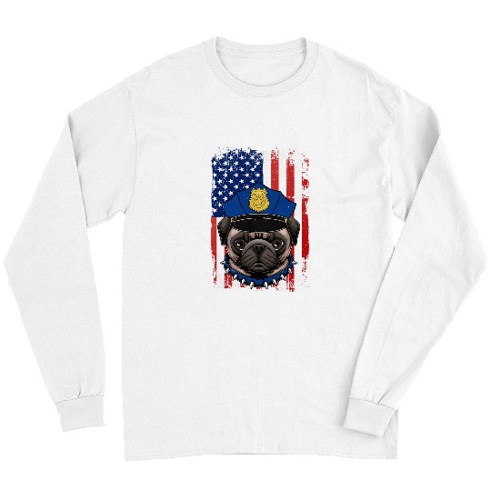 Police Pug Back The Blue Law Enforcement Appreciation Gift Long Sleeves