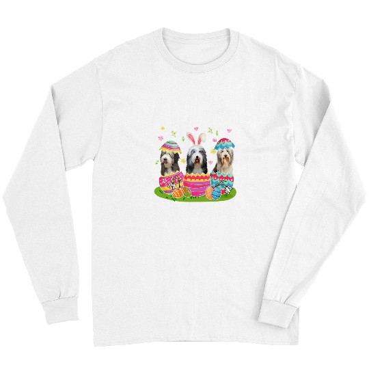 Bearded Collie Pet Three Bunny Bearded Collie Inside Easter Egg Happy Easter Long Sleeves