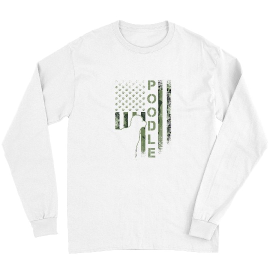 Poodle Pet vintages USA American Camo Flag Poodle Dog Lover Silhouette 293 Long Sleeves