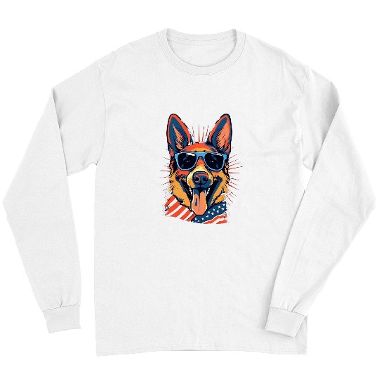 German Shepherd Pet USA 4th of July Memorial Day Long Sleeves