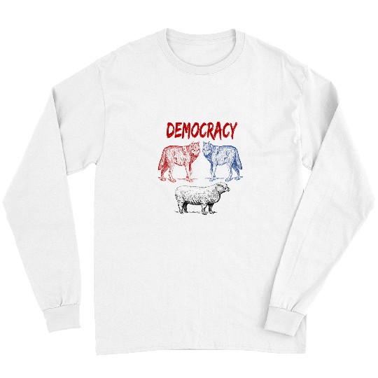 Coyote Mammal Democracy Two Wolves and a Sheep Decide What is For Dinner Long Sleeves