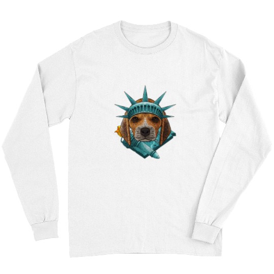 Beagle Pet Statue Of Liberty Beagle 4th Of July Dog USA America Long Sleeves