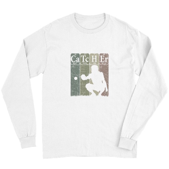 Sport Baseball Periodic Table Elements Nerd Baseball Catcher Retro 21 Long Sleeves