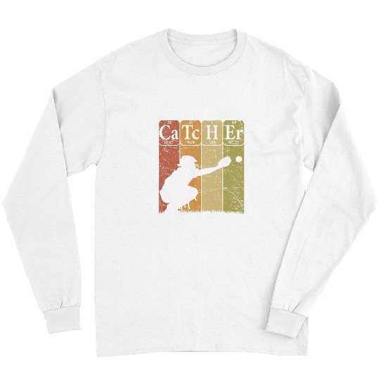 Sport Baseball Periodic Table Elements Nerd Baseball Catcher Retro Long Sleeves
