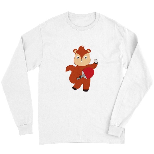 Sport Ping Pong Chipmunk Playing Table Tennis Ironic Hobby Sports Long Sleeves