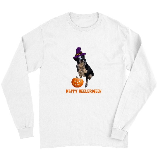 Heeler Pet Blue Heeler Happy Heelerween With A Pumpkin Long Sleeves