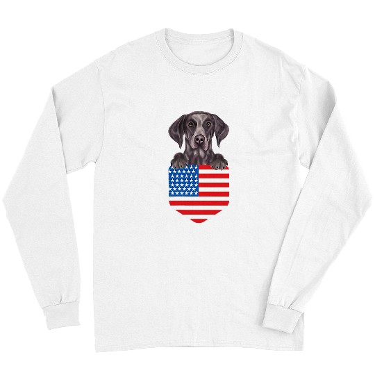 German Shorthaired Pet America Flag German Shorthaired Pointer Dog In Pocket Long Sleeves