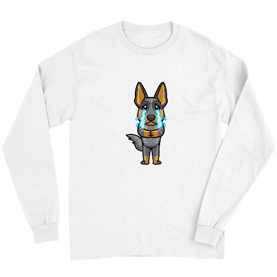 Australian Cattle Pet Dog Kawaii Sad Crying Emoticon Long Sleeves