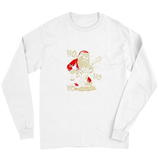 Funny Guitar Santa Claus Guitarist Guitar Player Rock Roll Christmas PJ Long Sleeves