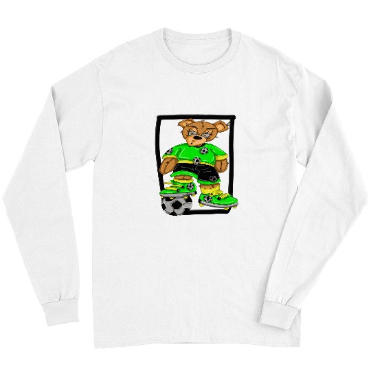 Sport Soccer Stuffed Teddy Bear Soccer Player by Street Artist Zamiro Long Sleeves